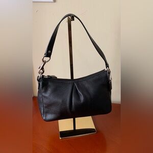 Coach Black Leather Inverted Pleat Shoulder Bag